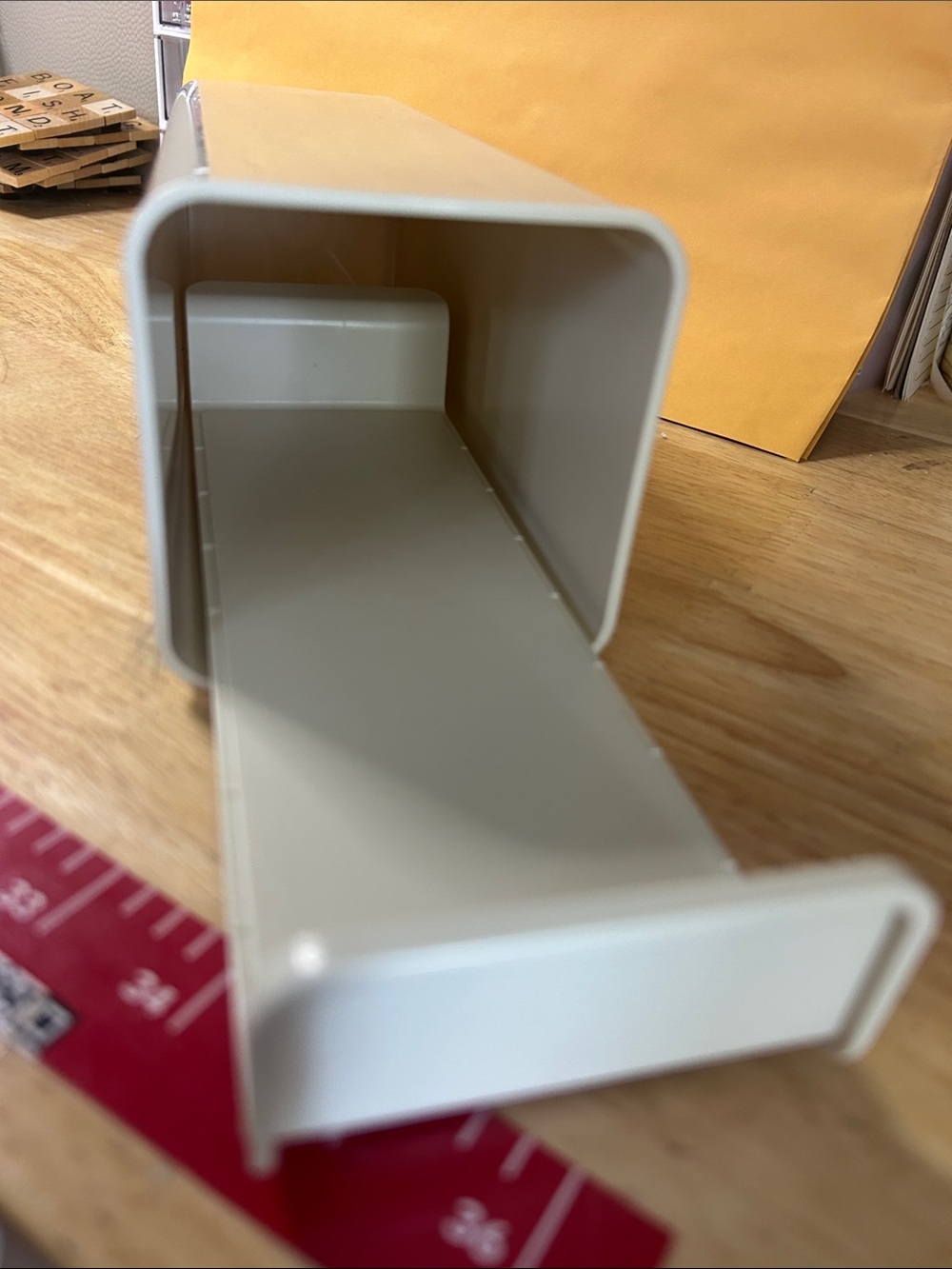 Tupperware Beige/Tan Velveeta Cheesr storage container.
